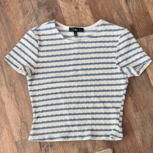 Lulus striped crop tee tshirt blue white medium